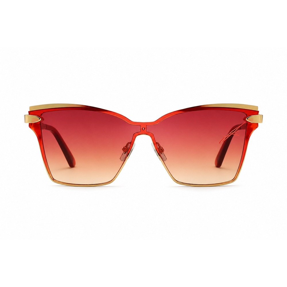 Women's Oversized Rimless Square Sunglasses Gradient Lens Gold New